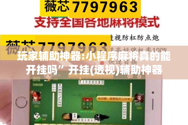 玩家辅助神器:小程序麻将真的能开挂吗”开挂(透视)辅助神器
