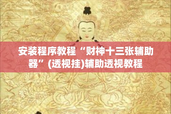 安装程序教程“财神十三张辅助器	”(透视挂)辅助透视教程