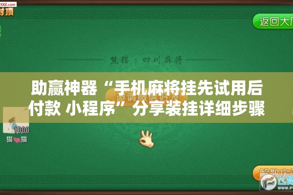 助赢神器“手机麻将挂先试用后付款 小程序	”分享装挂详细步骤