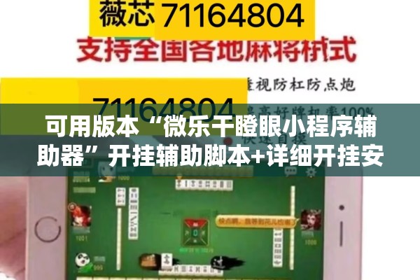 可用版本“微乐干瞪眼小程序辅助器”开挂辅助脚本+详细开挂安装教程