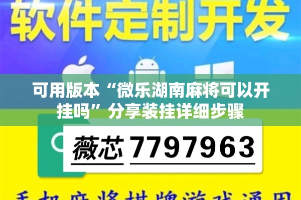 可用版本“微乐湖南麻将可以开挂吗”分享装挂详细步骤