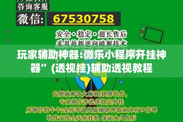 玩家辅助神器:微乐小程序开挂神器”(透视挂)辅助透视教程