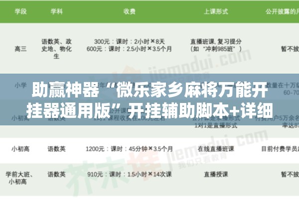 助赢神器“微乐家乡麻将万能开挂器通用版”开挂辅助脚本+详细开挂安装教程