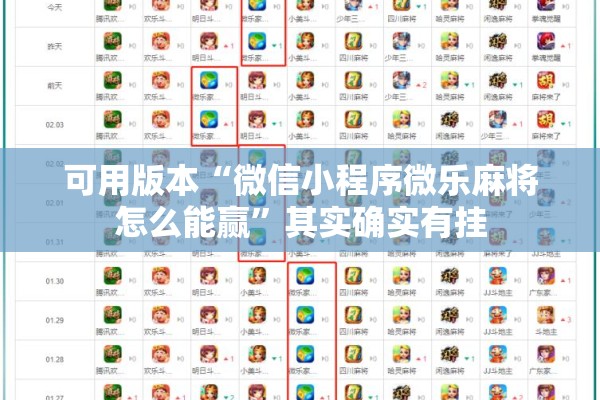 可用版本“微信小程序微乐麻将怎么能赢”其实确实有挂