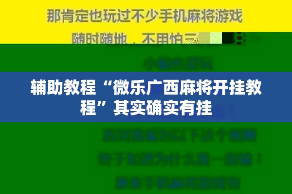 辅助教程“微乐广西麻将开挂教程	”其实确实有挂