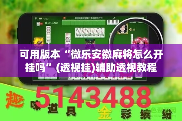 可用版本“微乐安徽麻将怎么开挂吗”(透视挂)辅助透视教程