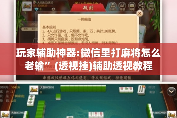 玩家辅助神器:微信里打麻将怎么老输	”(透视挂)辅助透视教程