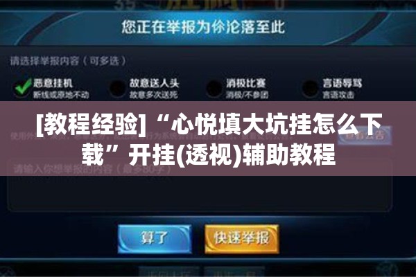 [教程经验]“心悦填大坑挂怎么下载”开挂(透视)辅助教程