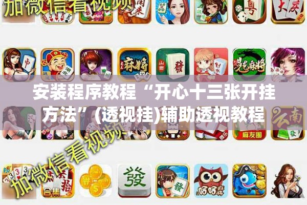 安装程序教程“开心十三张开挂方法”(透视挂)辅助透视教程