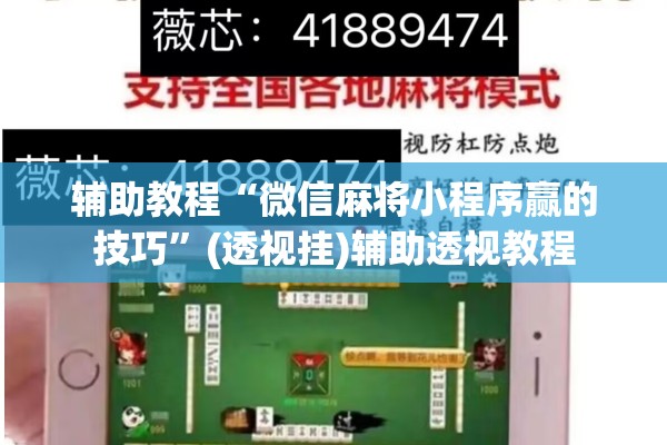 辅助教程“微信麻将小程序赢的技巧”(透视挂)辅助透视教程