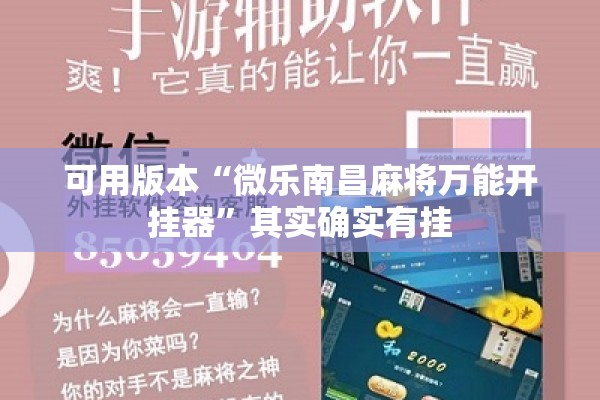 可用版本“微乐南昌麻将万能开挂器”其实确实有挂