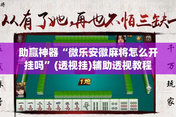 助赢神器“微乐安徽麻将怎么开挂吗”(透视挂)辅助透视教程
