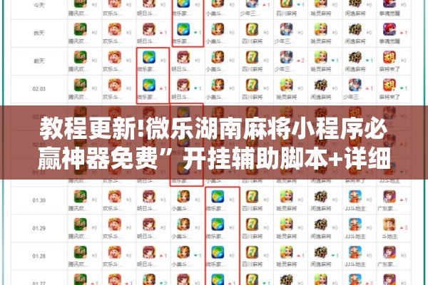 教程更新!微乐湖南麻将小程序必赢神器免费	”开挂辅助脚本+详细开挂安装教程