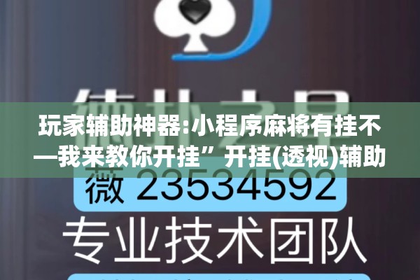 玩家辅助神器:小程序麻将有挂不—我来教你开挂”开挂(透视)辅助神器
