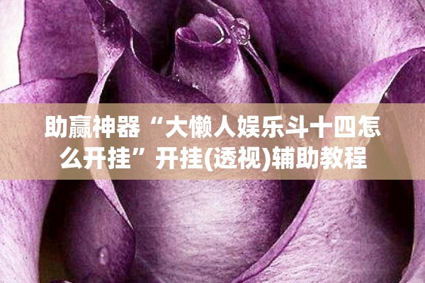 助赢神器“大懒人娱乐斗十四怎么开挂”开挂(透视)辅助教程