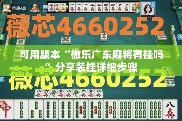 可用版本“微乐广东麻将有挂吗”分享装挂详细步骤