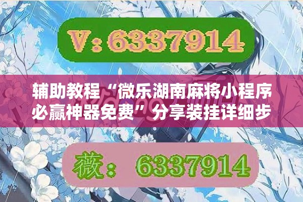 辅助教程“微乐湖南麻将小程序必赢神器免费	”分享装挂详细步骤