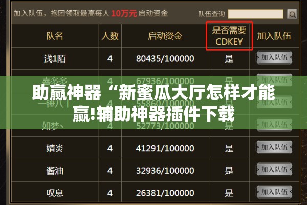 助赢神器“新蜜瓜大厅怎样才能赢!辅助神器插件下载