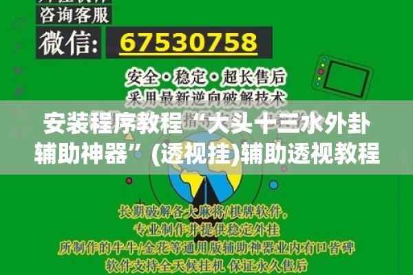 安装程序教程“大头十三水外卦辅助神器”(透视挂)辅助透视教程